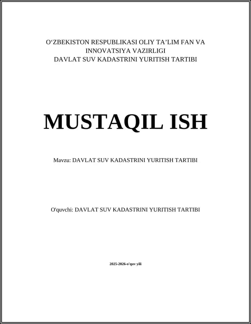 DAVLAT SUV KADASTRINI YURITISH TARTIBI 1