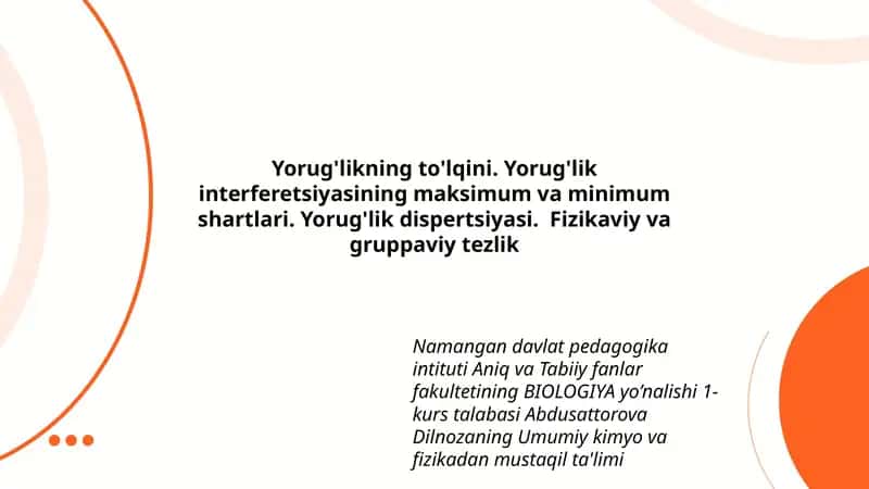 Umumiy Kimyo va Fizika 1