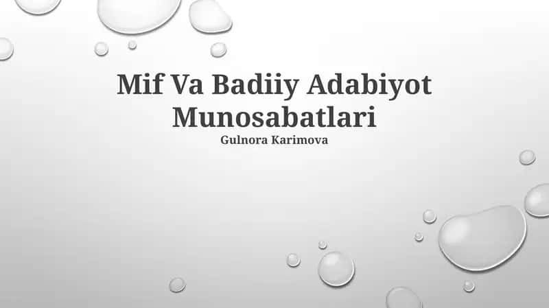 Mif Va Badiiy Adabiyot Munosabatlari 1