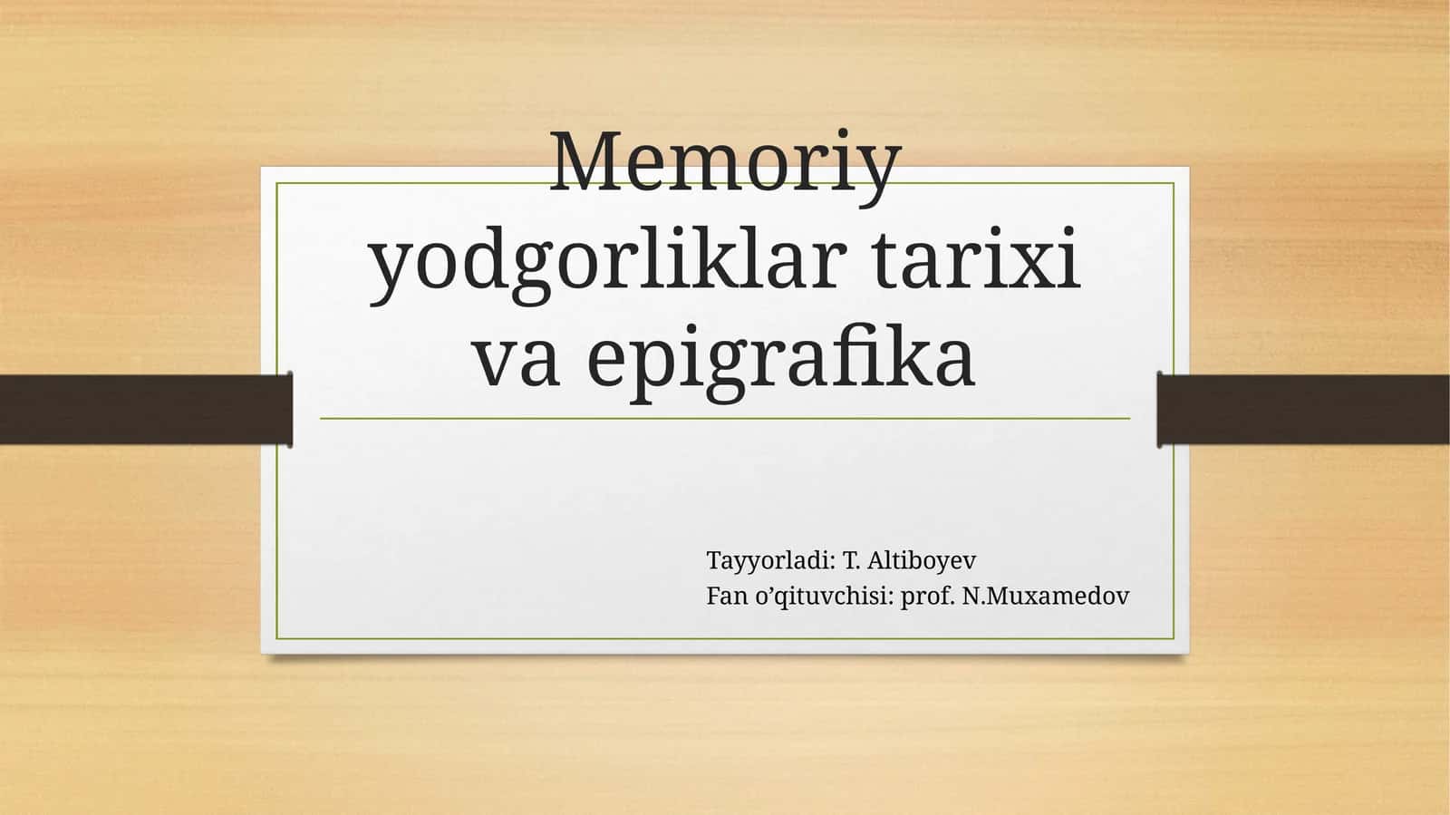 Memoriy yodgorliklar tarixi va epigrafika 1