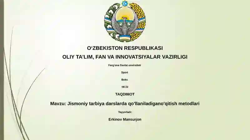 Jismoniy tarbiya darslarda qo'llaniladigan o'qitish metodlari