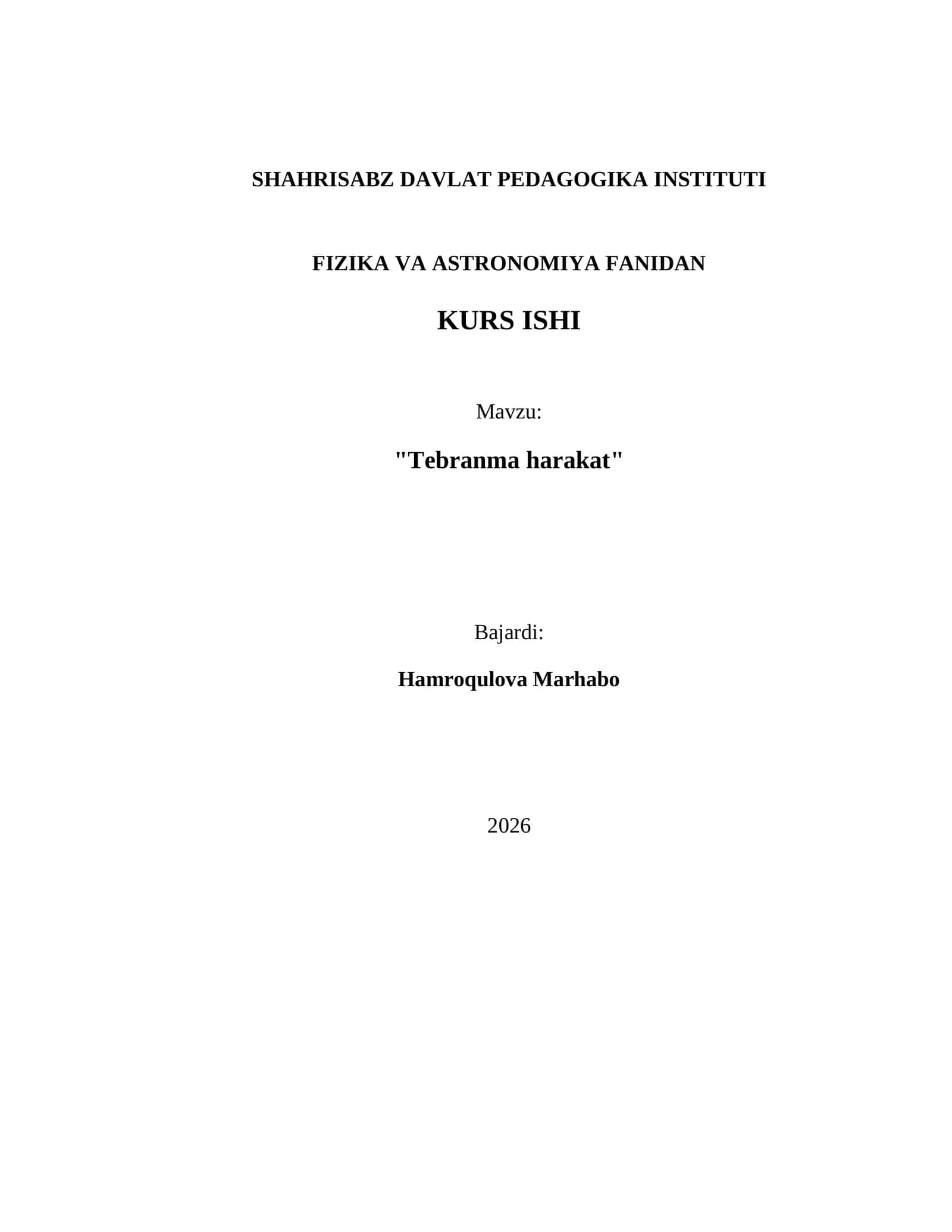 "Tebranma harakat" 1