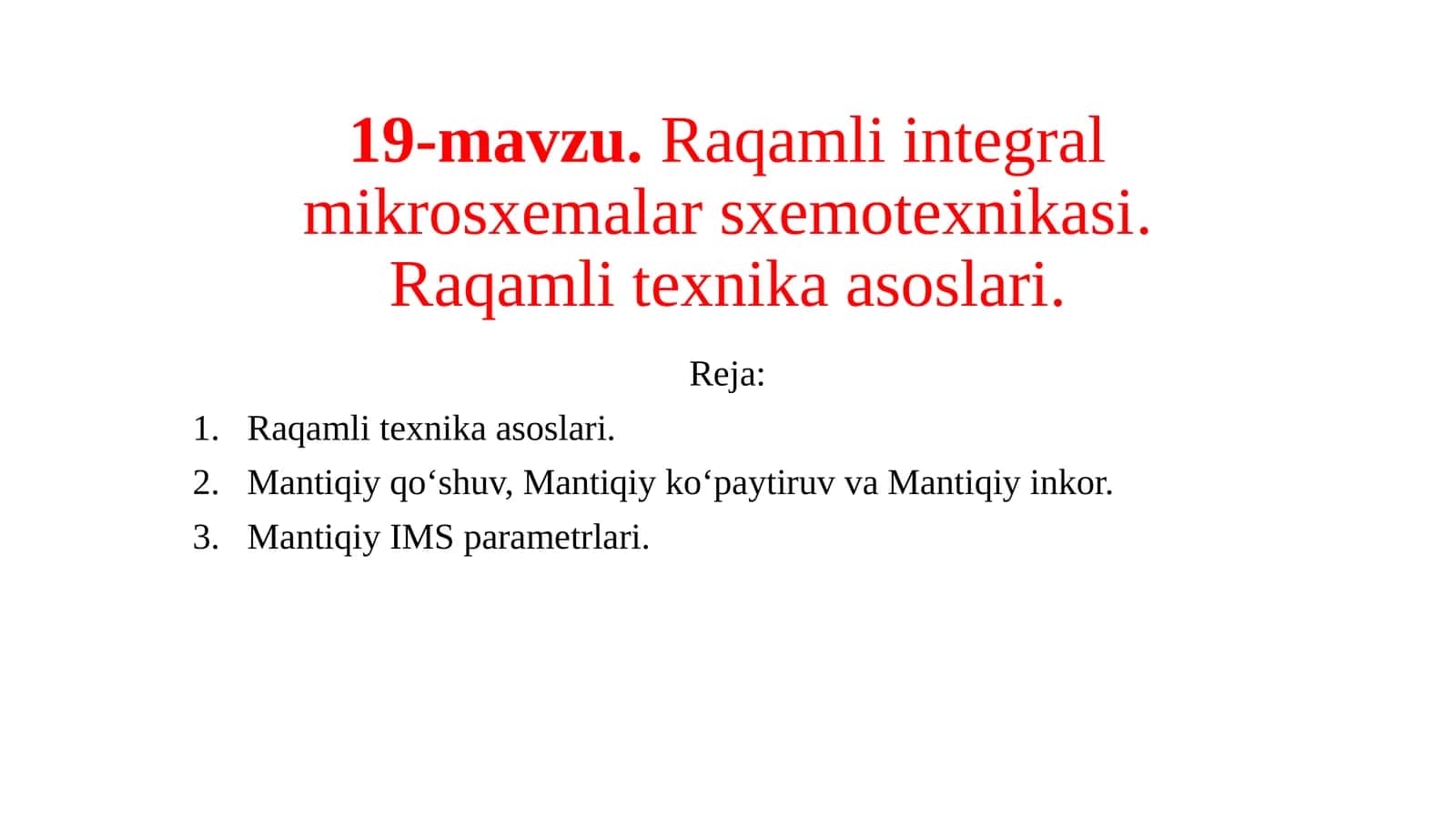 Raqamliintegral mikrosxemalar sxemotexnikasi 1