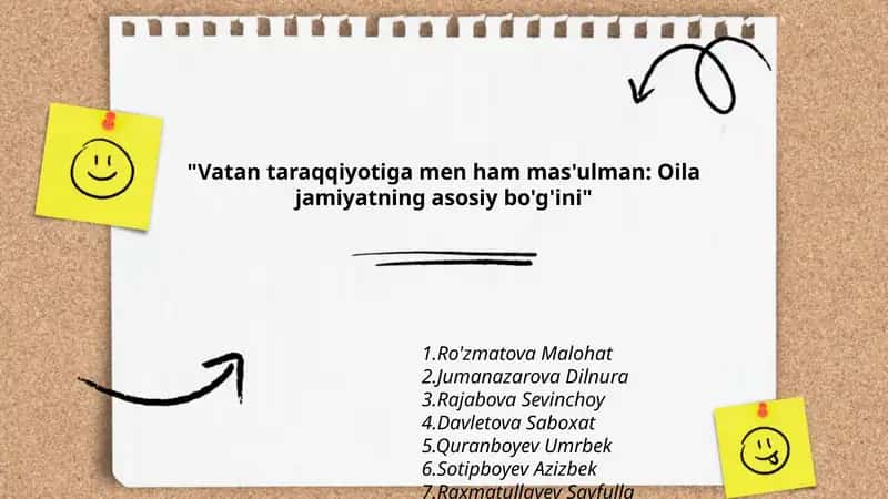 Vatan taraqqiyotiga men ham mas'ulman: Oila jamiyatning asosiy bo'g'ini 1