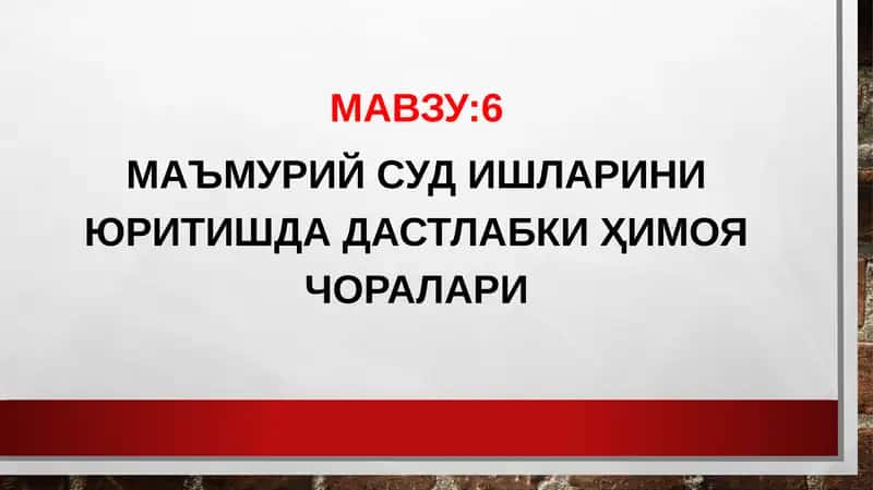 Маъмурий суд ишларини юритишда дастлабки ҳимоя чоралари 1