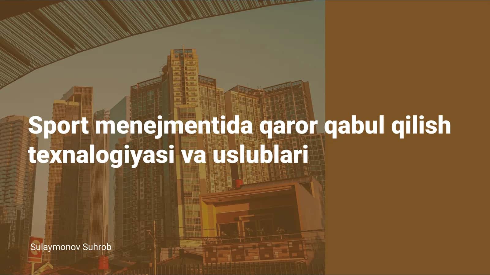 Sport menejmentida qaror qabul qilish texnalogiyasi va uslublari 1