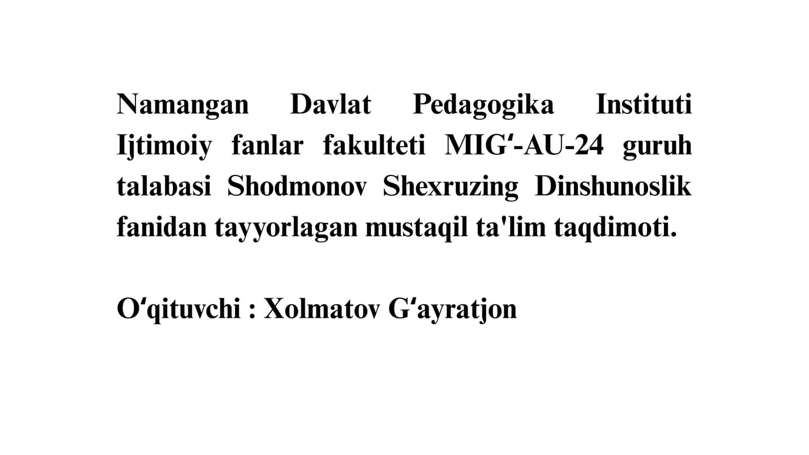 Milliy dinlar va Zardushtiylik (Tarix va Dinshunoslik uchun) 1