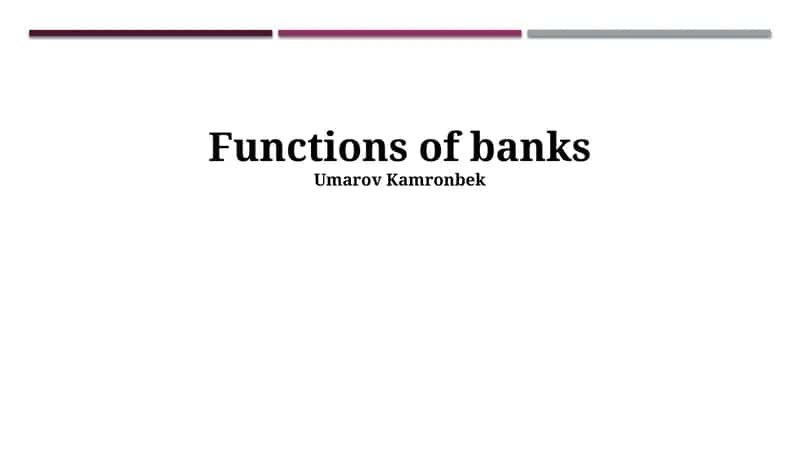 Functions of banks 1