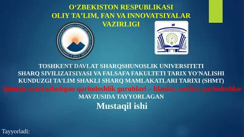Ijtimoiy markazlashgan qarindoshlik guruhlari – klanlar, nasllar, qarindoshlar 1