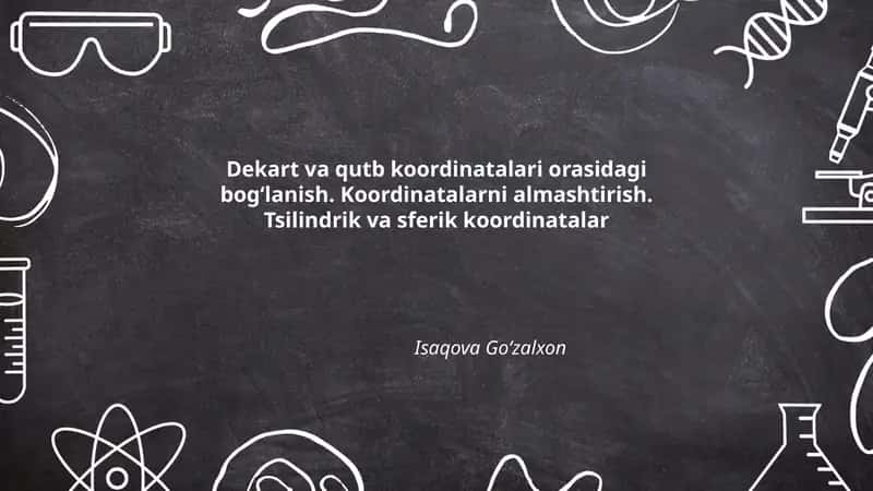 Dekart va qutb koordinatalari orasidagi bogʻlanish 1