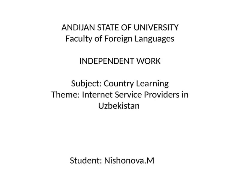 Internet Service Providers in Uzbekistan 1