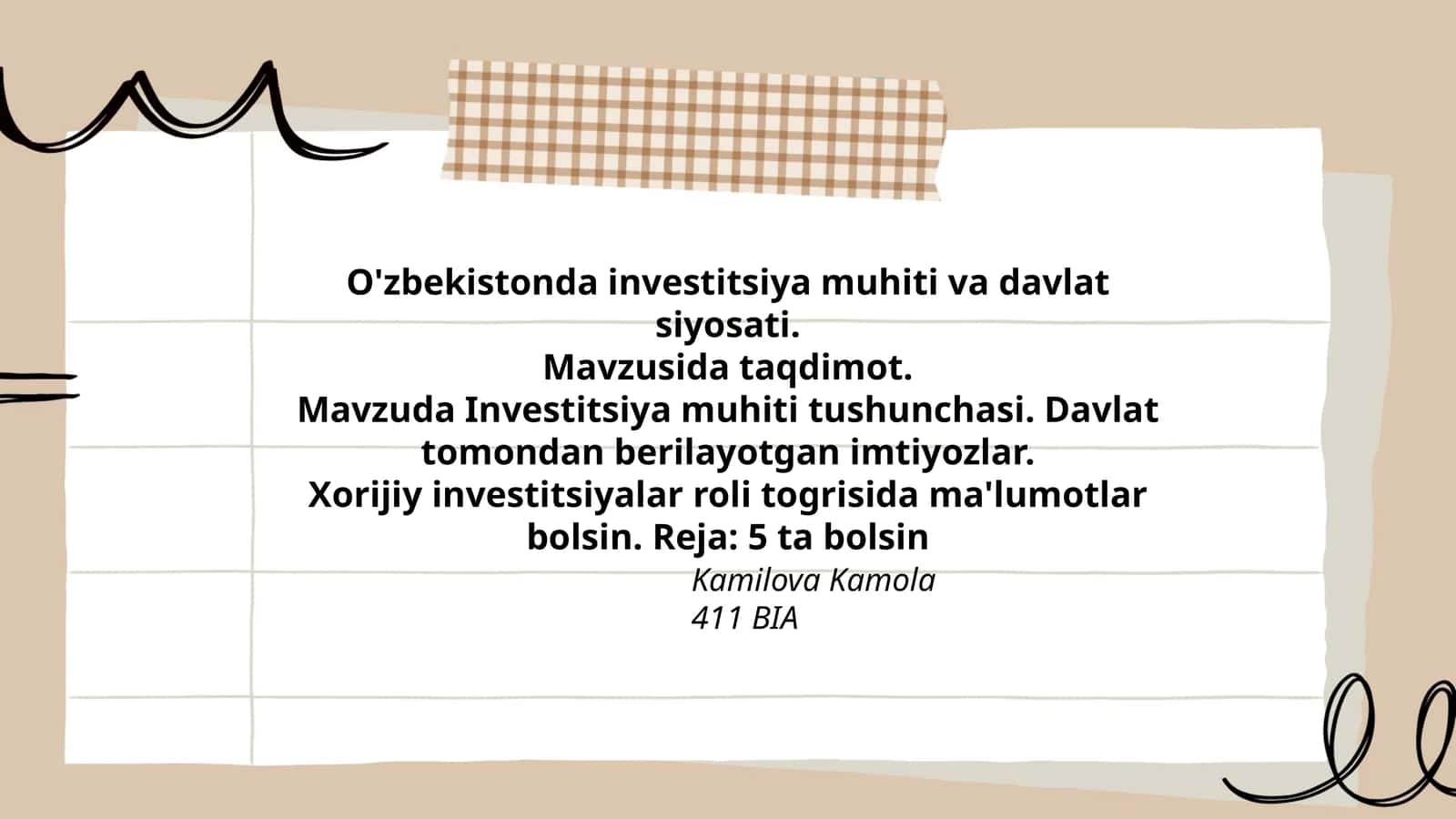O'zbekistonda investitsiya muhiti va davlat siyosati 1