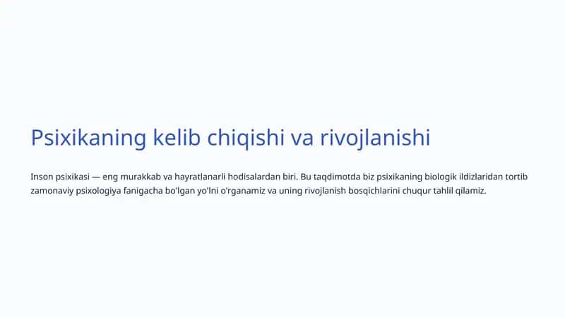Psixikaning kelib chiqishi va rivojlanishi 1