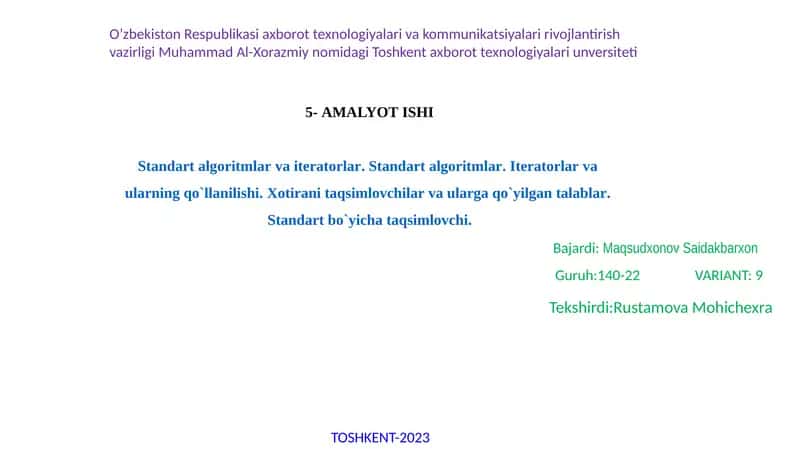 Standart algoritmlar va iteratorlar 1