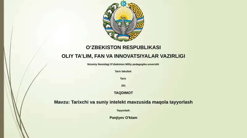 Tarixchi va suniy intelekt mavzusida maqola tayyorlash 1