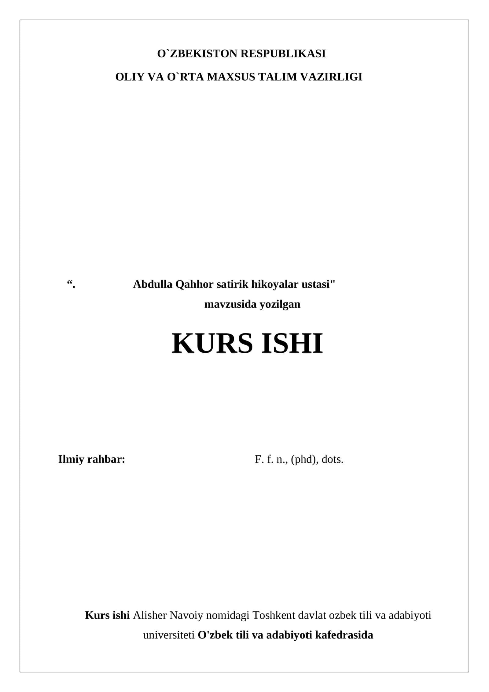 Abdulla Qahhor satirik hikoyalar ustasi" 1