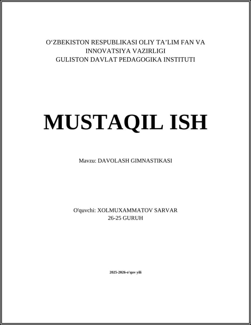 DAVOLASH GIMNASTIKASI 1