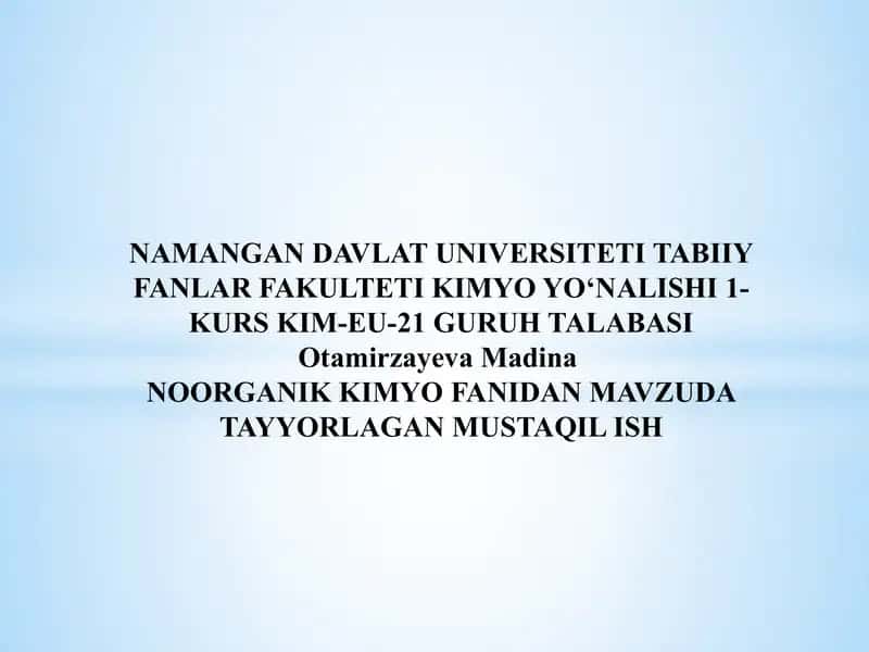 NITRID GIDROZIN GIDROKSILAMIN AZIT KISLOTASI 1