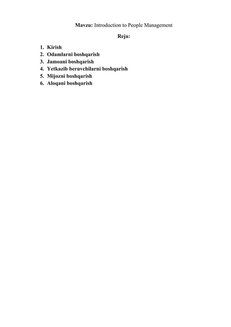 Introduction to People Management 1
