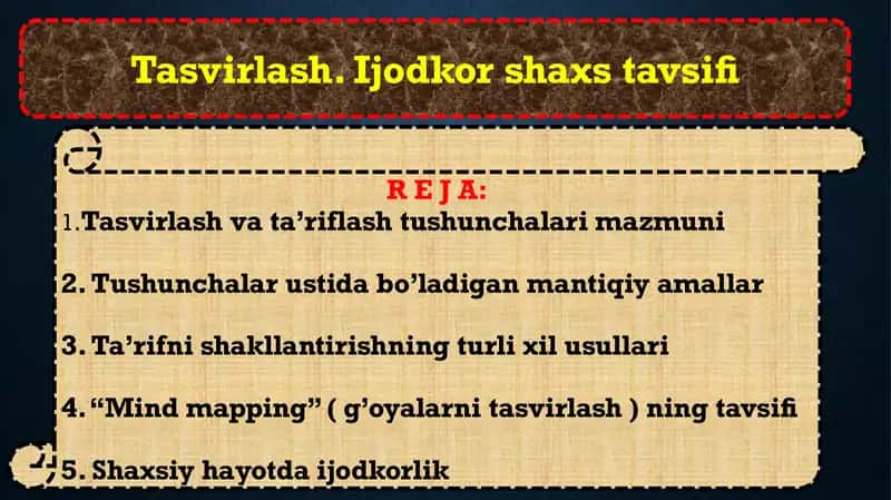 Tasvirlash. Ijodkorshaxstavsifi 1