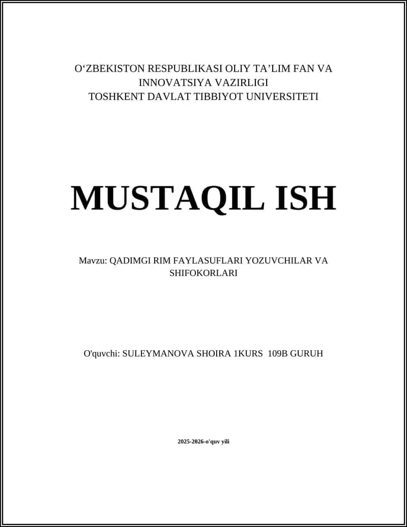 QADIMGI RIM FAYLASUFLARI YOZUVCHILAR VA SHIFOKORLARI 1