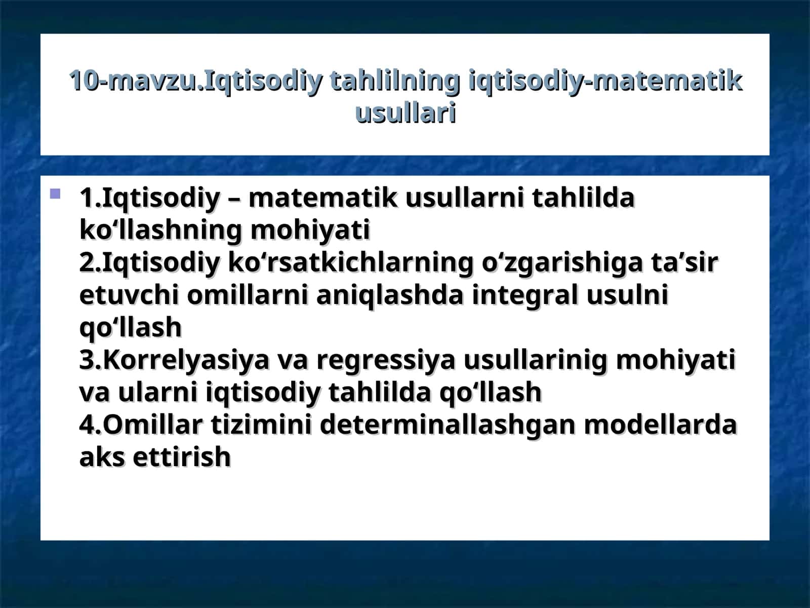 Iqtisodiy tahlilning iqtisodiy-matematik usullari 1