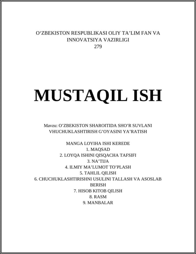 O'ZBEKISTON SHAROITIDA SHO’R SUVLANI VHUCHUKLASHTIRISH G’OYASINI YA’RATISH 1