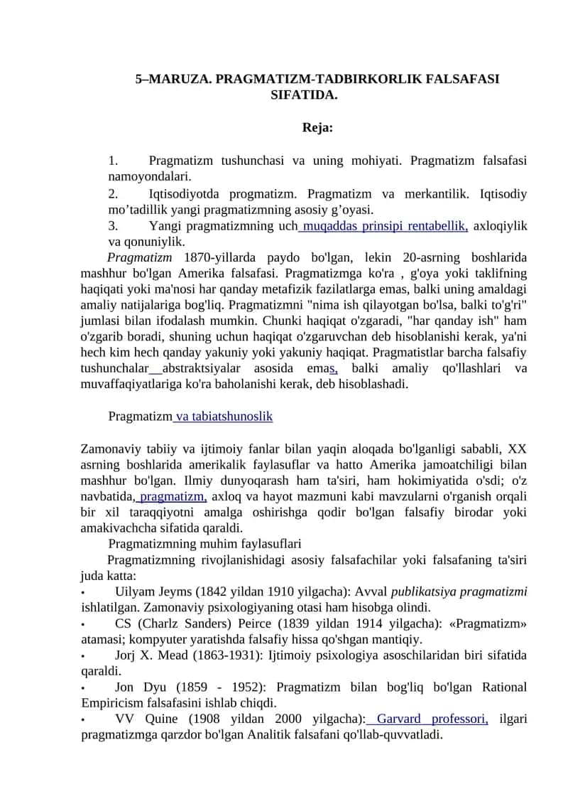 PRAGMATIZM-TADBIRKORLIK FALSAFASI SIFATIDA 1