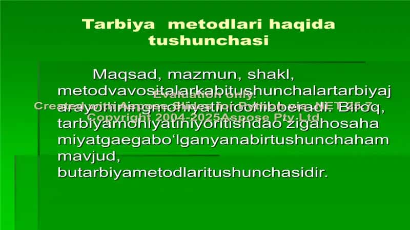 Tarbiya  metodlari haqida tushunchasi 1