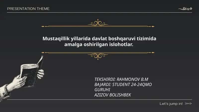 Mustaqillik yillarida davlat boshqaruvi tizimida amalga oshirilgan islohotlar 1