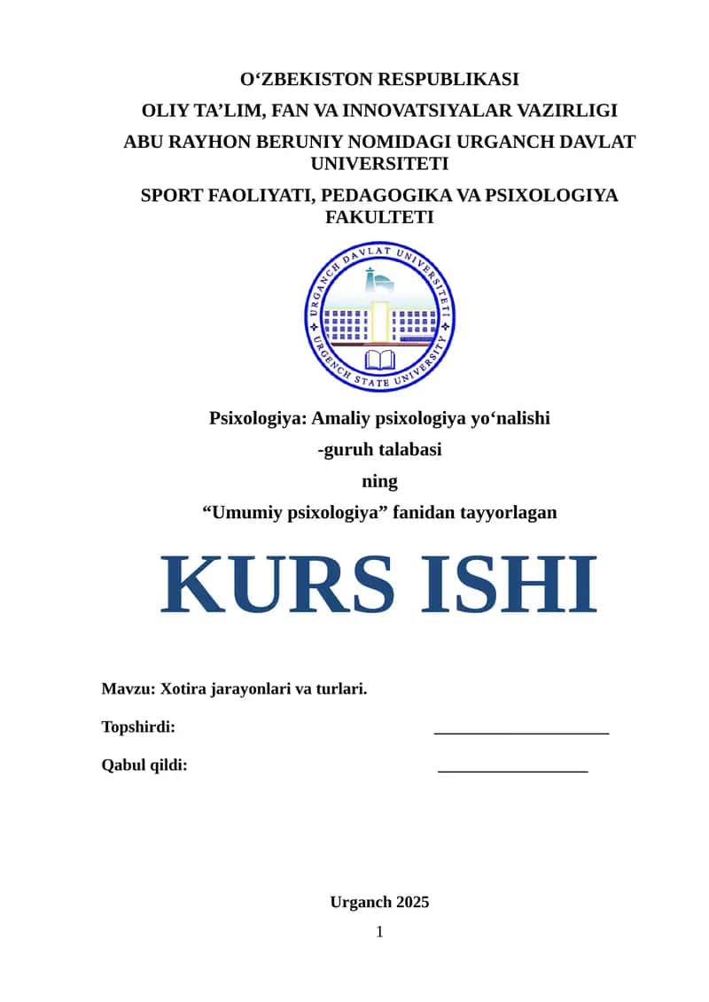 Xotira jarayonlari va turlari 1