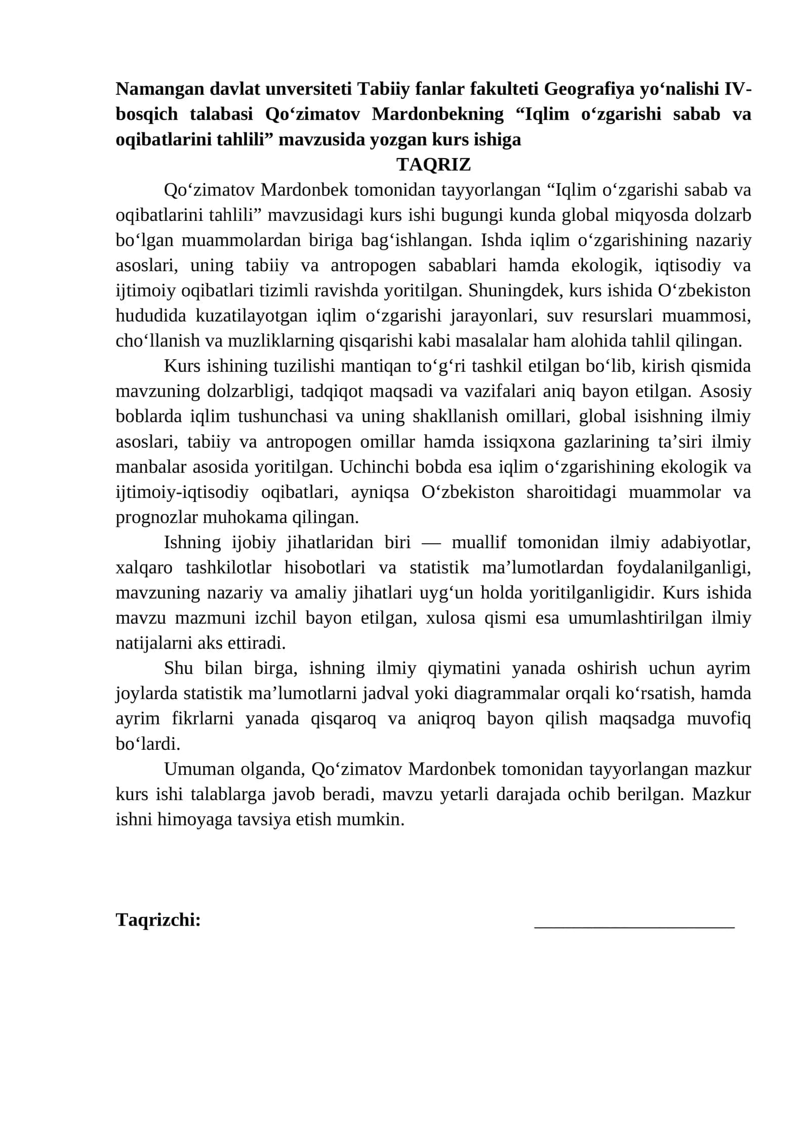 Iqlim o‘zgarishi sabab va oqibatlarini tahlili 1