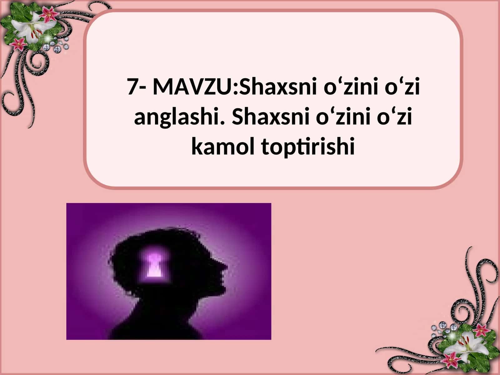 Shaxsnio‘zinio‘zi anglashi.Shaxsni o‘zini o‘zi kamol toptirishi 1