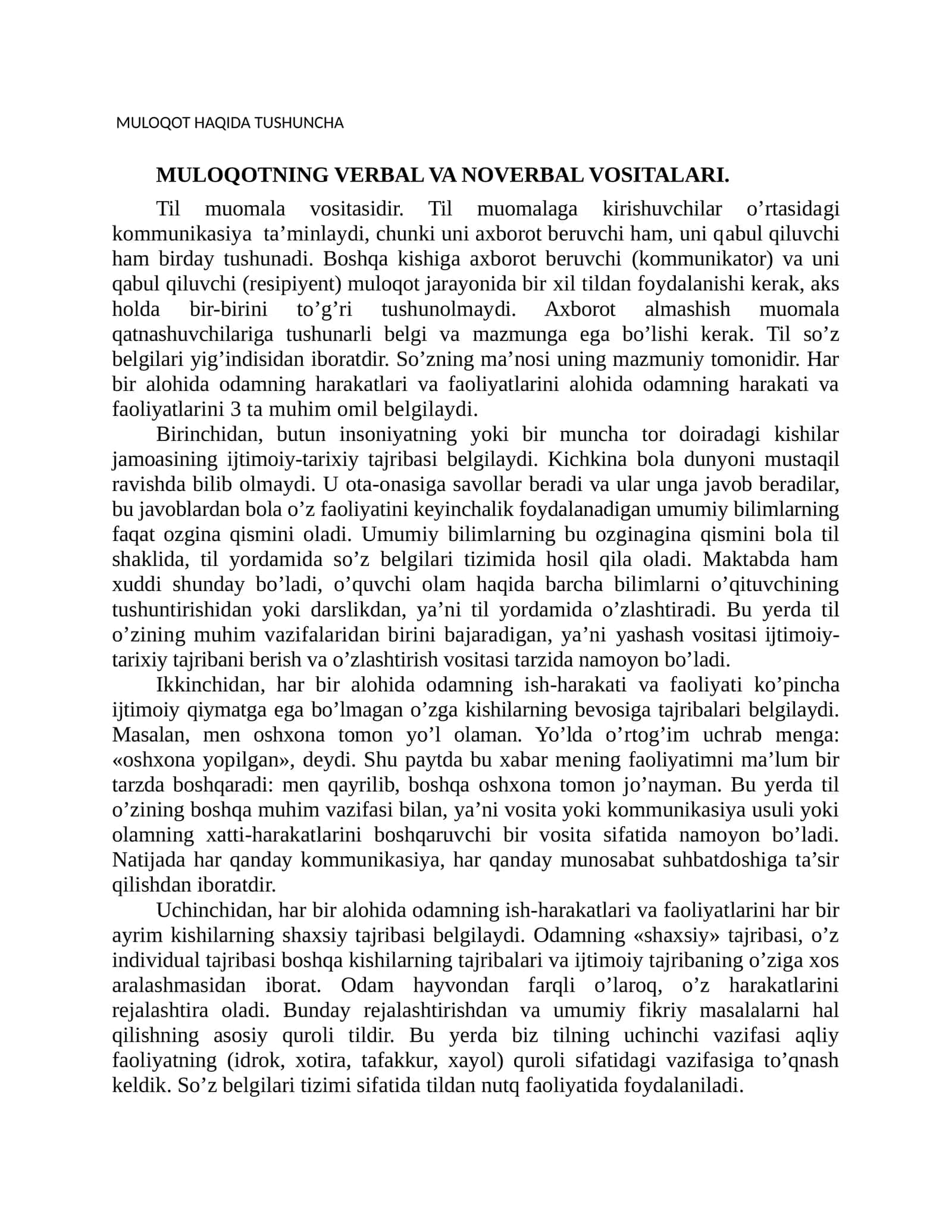 MULOQOT HAQIDA TUSHUNCHA 1