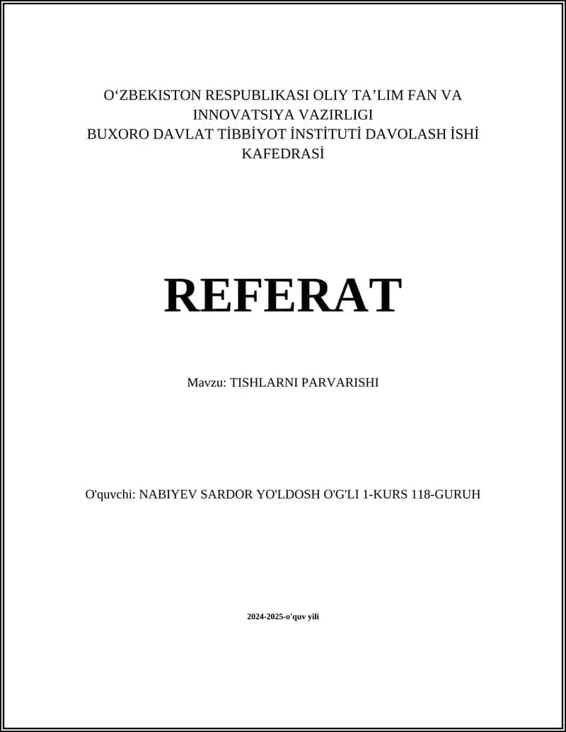 TISHLARNI PARVARISHI 1