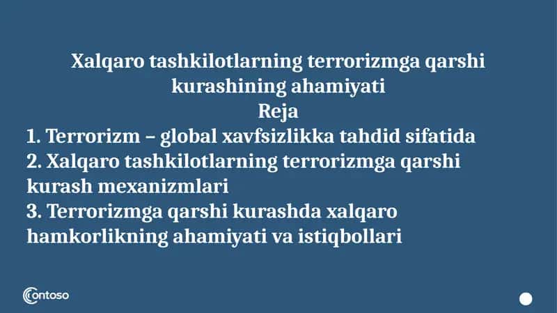 xalqaro tashkilotlarning terrorizmga qarshi kurashining ahamiyati 1