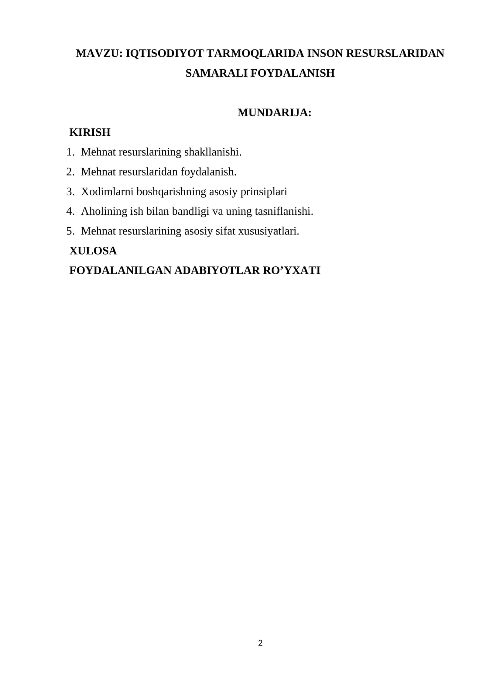 Iqtisodiyot tarmoqlarida inson resurslaridan samarali foydalanish 1