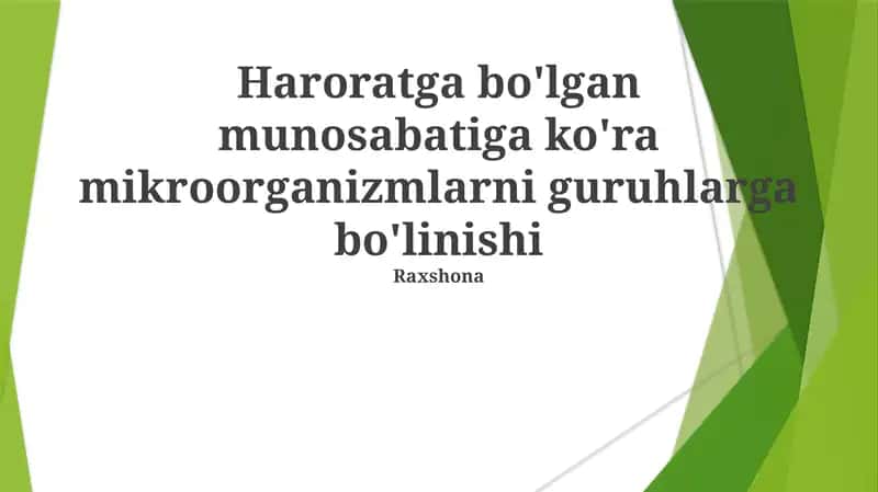 Mikroorganizmlarni guruhlarga bo'linishi 1