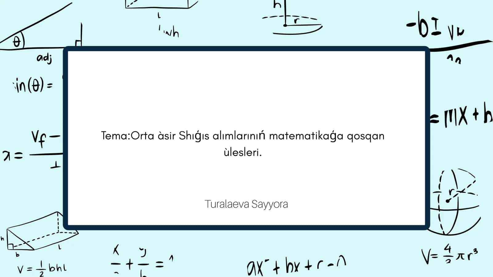 Orta àsir Shıģıs alımlarınıń matematikaģa qosqan ùlesleri 1