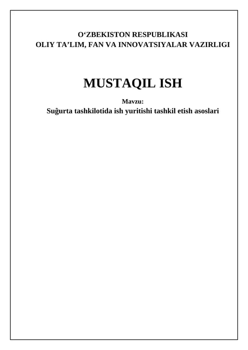 Suĝurta tashkilotida ish yuritishi tashkil etish asoslari 1