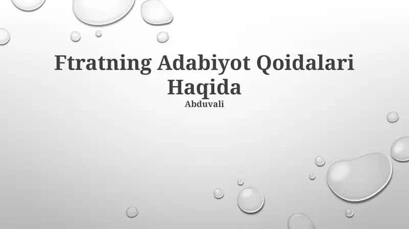 Ftratning Adabiyot Qoidalari Haqida 1