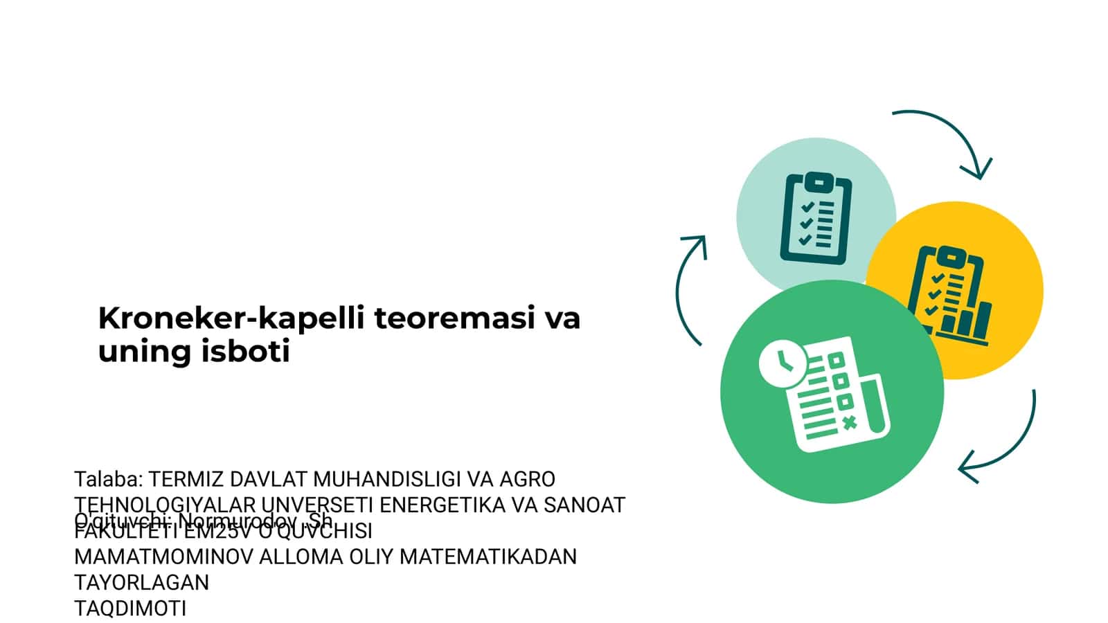 Kroner-Kapelli Teoremasi va uning isboti 1