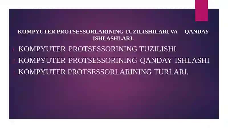 Kompyuter protsessorlarining tuzilishilari