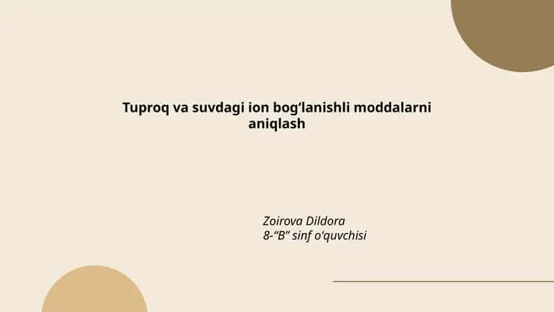 Tuproq va suvdagi ion bogʻlanishli moddalarni aniqlash 1