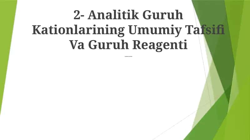 Analitik Kation Guruhlari 1