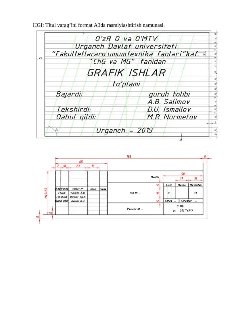Titul varag’ini format A3da rasmiylashtirish namunasi 1