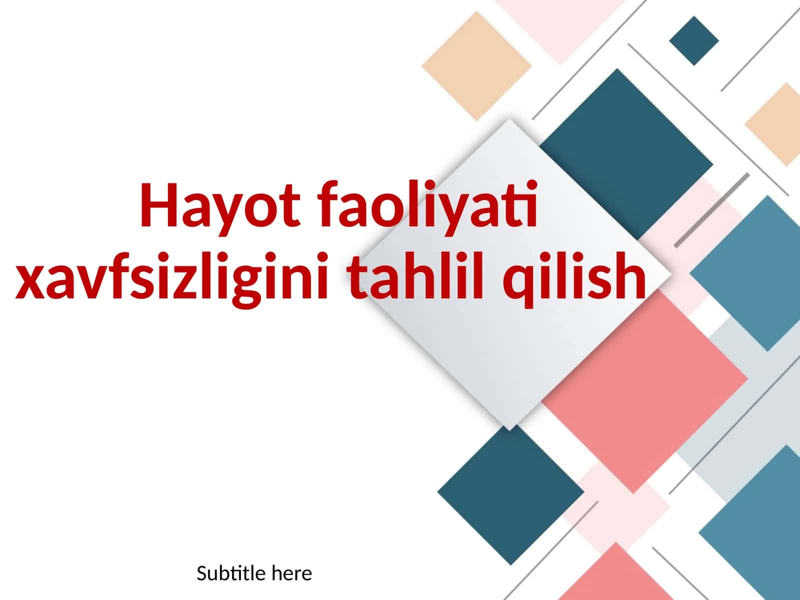 Hayot faoliyati xavfsizligini tahlilqilish 1