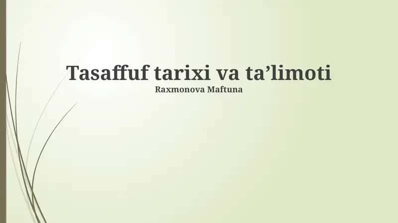 Tasaffuf tarixi va taʼlimoti 1