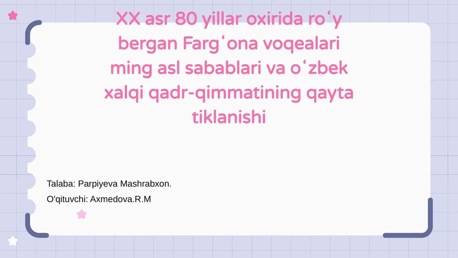 XX asr 80 yillar oxirida roʻy bergan Fargʻona voqealari 1
