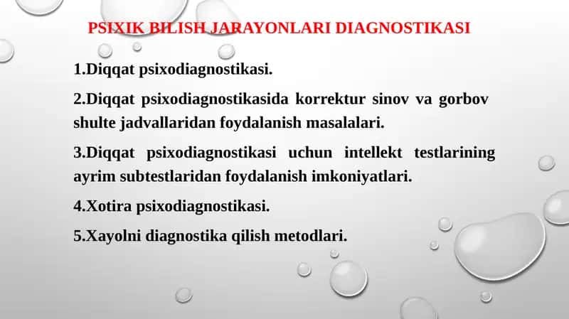Psixikbilish jarayonlari diagnostikasi 1